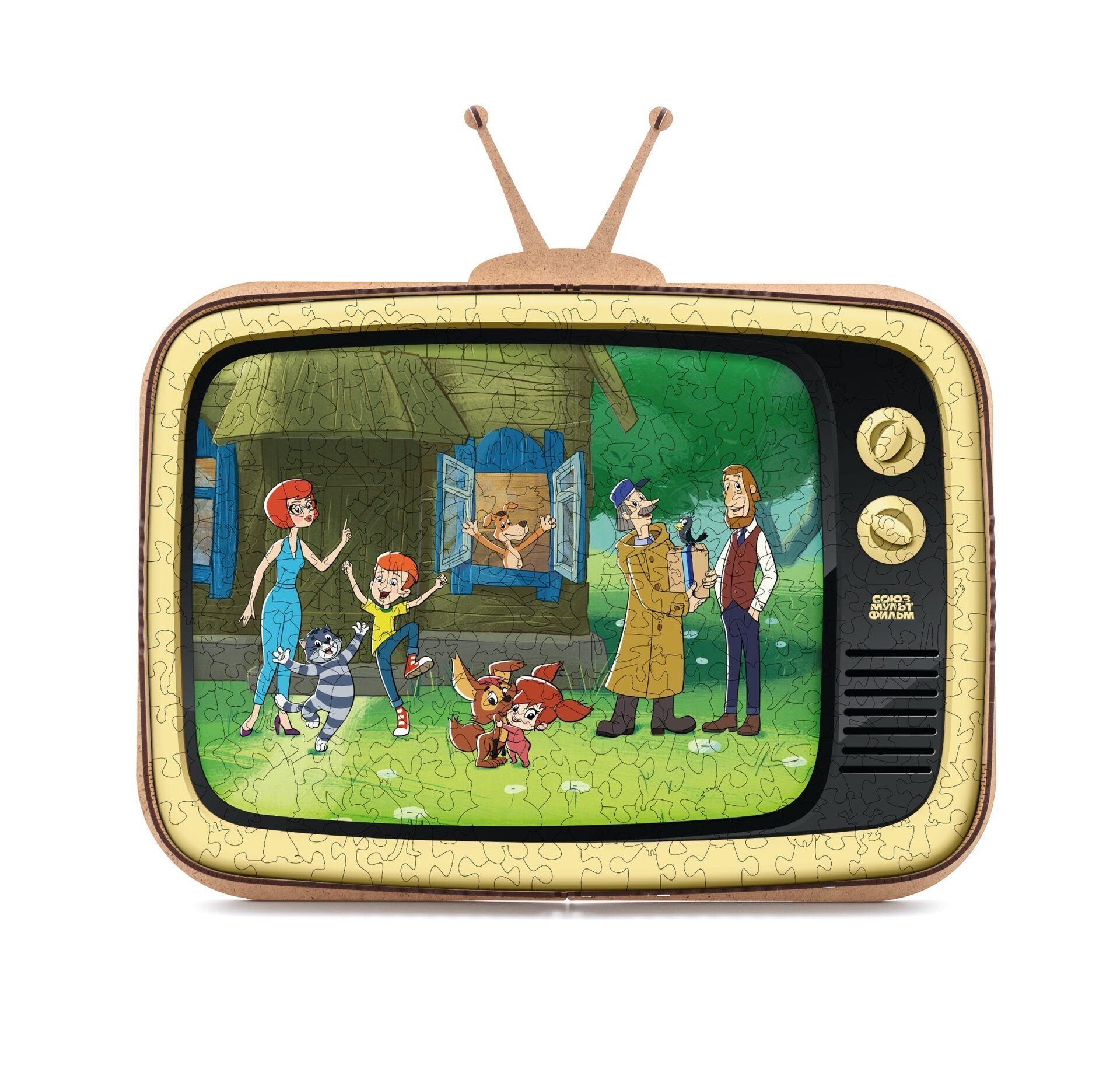 Wooden puzzle SOYUZMULTFILM "Mr. Theo, Cat And Dog" (transformable packaging) - Image 2
